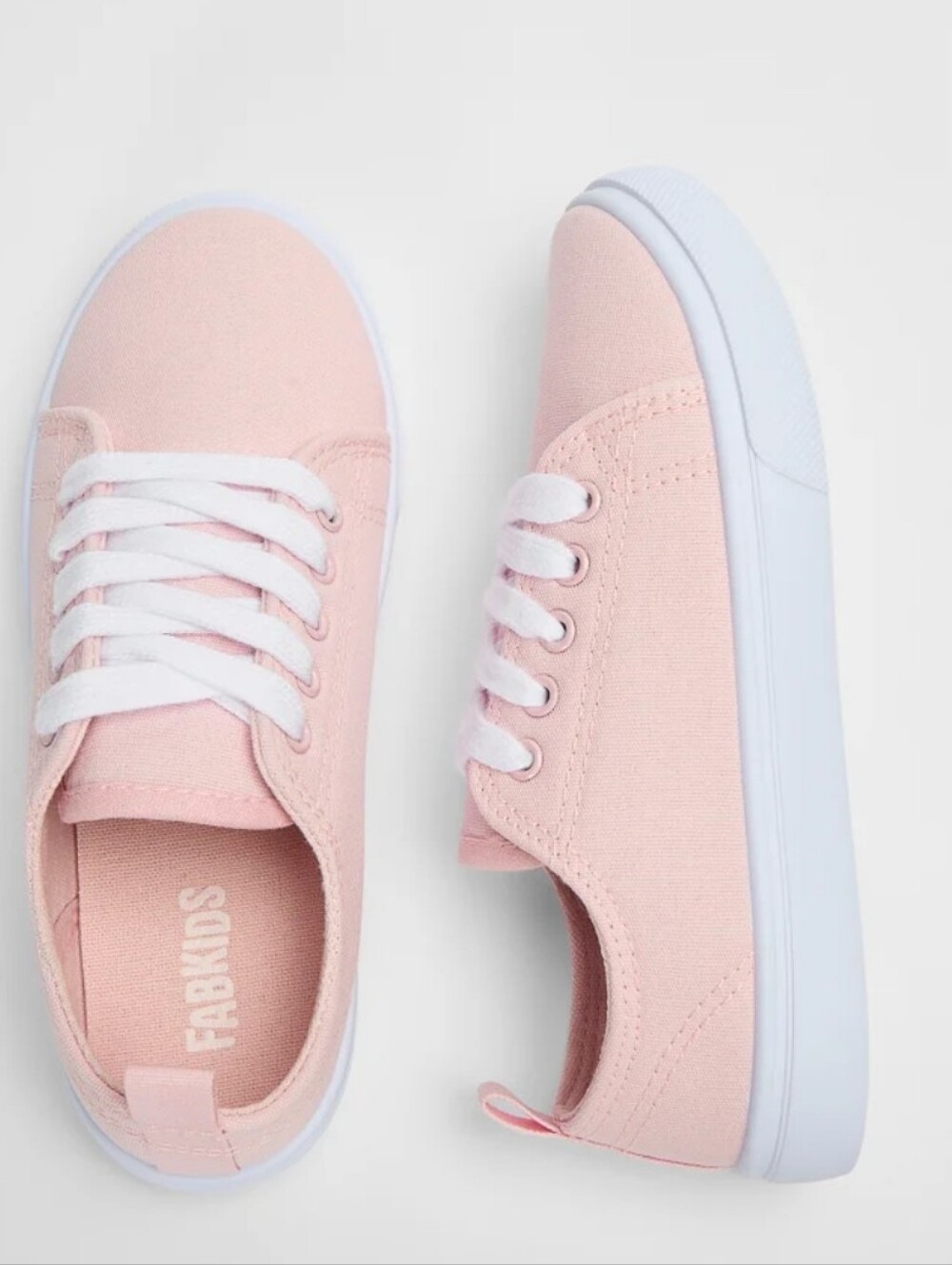 NWOT fabkids Pink Canvas Kids Sneakers with White Sole, Size 13
